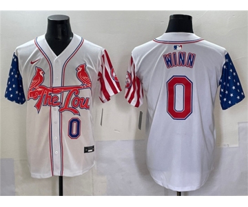 Men's St. Louis Cardinals #0 Masyn Winn White Independence Day Vapor Premier Limited Stitched Baseball Jersey