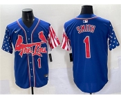 Men's St. Louis Cardinals #1 Ozzie Smith Royal Independence Day Vapor Premier Limited Stitched Baseball Jersey