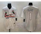 Men's St. Louis Cardinals #1 Ozzie Smith White Cool Base Stitched Baseball Jersey