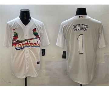 Men's St. Louis Cardinals #1 Ozzie Smith White Cool Base Stitched Baseball Jersey