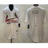Men's St Louis Cardinals #1 Ozzie Smith White Mexico Cool Base Stitched Jersey