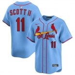 Men's St. Louis Cardinals #11 Victor Scott II Light Blue Alternate Limited Stitched Baseball Jersey Men's St. Louis Cardinals #11 Victor Scott II Light Blue Alternate Limited Stitched Baseball Jersey