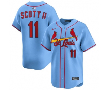 Men's St. Louis Cardinals #11 Victor Scott II Light Blue Alternate Limited Stitched Baseball Jersey