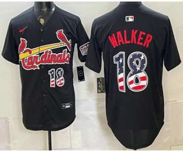 Men's St Louis Cardinals #18 Jordan Walker Black USA 250 Fourth of July Stitched Jersey