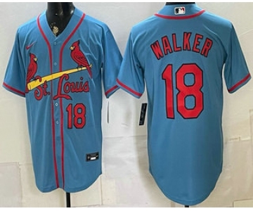 Men's St Louis Cardinals #18 Jordan Walker Blue Stitched Jersey