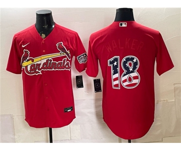 Men's St. Louis Cardinals #18 Jordan Walker Red USA 250 Fourth of July Stitched Baseball Jersey