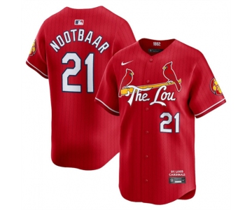 Men's St. Louis Cardinals #21 Lars Nootbaar Red 2024 City Connect Limited Stitched Baseball Jersey
