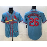 Men's St. Louis Cardinals #26 JJ Wetherholt Blue Cool Base Stitched Baseball Jersey Men's St. Louis Cardinals #26 JJ Wetherholt Blue Cool Base Stitched Baseball Jersey