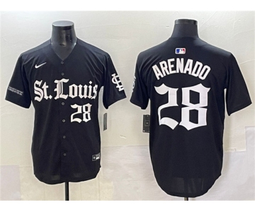 Men's St. Louis Cardinals #28 Nolan Arenado Black 'Gothic Legacy Edition' Vapor Premier Limited Stitched Baseball Jersey