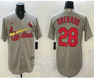 Men's St Louis Cardinals #28 Nolan Arenado Grey Stitched Cool Base Nike Jersey