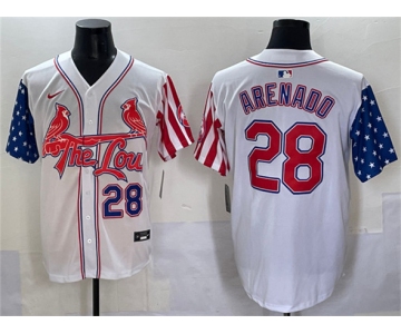 Men's St. Louis Cardinals #28 Nolan Arenado White Independence Day Vapor Premier Limited Stitched Baseball Jersey