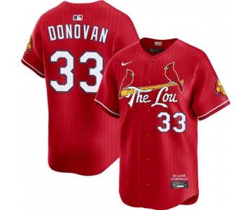 Men's St. Louis Cardinals #33 Brendan Donovan Red 2024 City Connect Limited Stitched Baseball Jersey