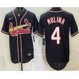 Men's St Louis Cardinals #4 Yadier Molina 2026 Black Fashion Cool Base Jersey