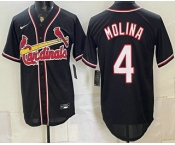 Men's St Louis Cardinals #4 Yadier Molina 2026 Black Fashion Cool Base Jersey
