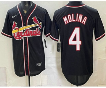 Men's St Louis Cardinals #4 Yadier Molina 2026 Black Fashion Cool Base Jersey