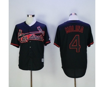 Men's St. Louis Cardinals #4 Yadier Molina Majestic Black Fashion Cool Base Player Jersey