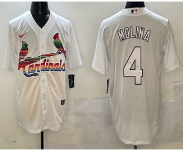 Men's St Louis Cardinals #4 Yadier Molina White Mexico Cool Base Stitched Jersey