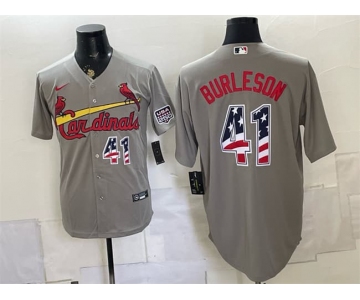 Men's St. Louis Cardinals #41 Alec Burleson Gray USA 250 Fourth of July Stitched Baseball Jersey