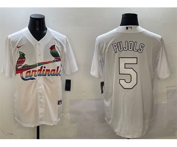 Men's St. Louis Cardinals #5 Albert Pujols White Cool Base Stitched Baseball Jersey