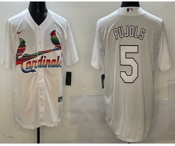 Men's St Louis Cardinals #5 Albert Pujols White Mexico Cool Base Stitched Jersey