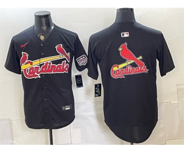 Men's St. Louis Cardinals Team Big Logo Black USA 250 Patch Stitched Baseball Jersey