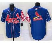 Men's St. Louis Cardinals Team Big Logo Royal Independence Day Vapor Premier Limited Stitched Baseball Jersey