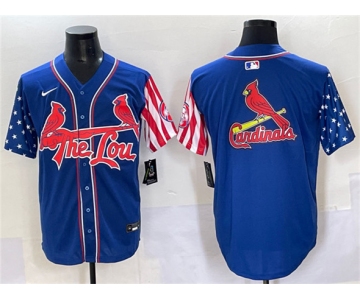 Men's St. Louis Cardinals Team Big Logo Royal Independence Day Vapor Premier Limited Stitched Baseball Jersey