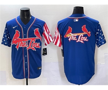 Men's St. Louis Cardinals Team Big Logo Royal Independence Day Vapor Premier Limited Stitched Baseball Jerseys