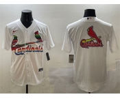 Men's St. Louis Cardinals Team Big Logo White Cool Base Stitched Baseball Jersey