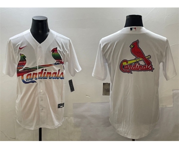 Men's St. Louis Cardinals Team Big Logo White Cool Base Stitched Baseball Jersey