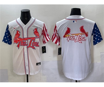 Men's St. Louis Cardinals Team Big Logo White Independence Day Vapor Premier Limited Stitched Baseball Jersey