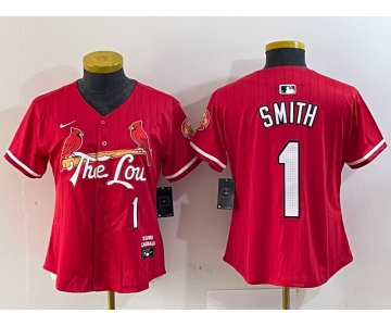 Women's St Louis Cardinals #1 Ozzie Smith Red 2024 City Connect Limited Stitched Baseball Jersey