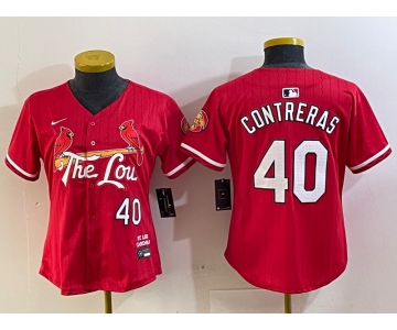 Women's St Louis Cardinals #40 Willson Contreras Red 2024 City Connect Limited Stitched Jersey