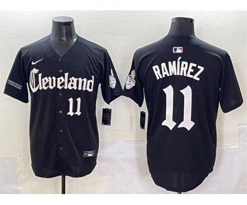 Men's Cleveland Guardians #11 José Ramírez Black Gothic Vapor Premier Limited Stitched Baseball Jersey