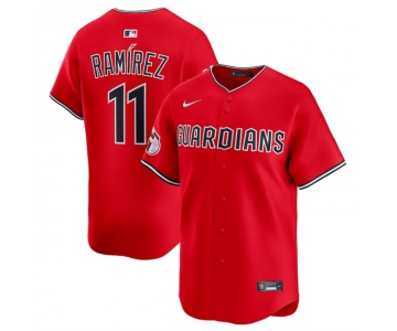 Men's Cleveland Guardians #11 Jose Ramirez Red Alternate Limited Stitched Baseball Jersey