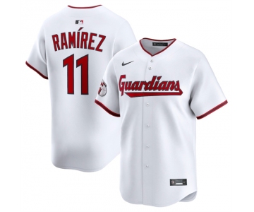 Men's Cleveland Guardians #11 Jose Ramirez White Home Limited Stitched Baseball Jersey