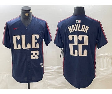 Men's Cleveland Guardians #22 Josh Naylor Number Navy 2024 City Connect Limited Stitched Jersey