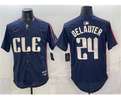 Men's Cleveland Guardians #24 Chase DeLauter Navy 2024 City Connect Limited Stitched Baseball Jersey Men's Cleveland Guardians #24 Chase DeLauter Navy 2024 City Connect Limited Stitched Baseball Jersey