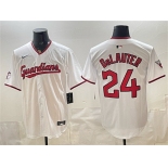Men's Cleveland Guardians #24 Chase DeLauter White Home Limited Stitched Baseball Jersey