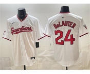 Men's Cleveland Guardians #24 Chase DeLauter White Home Limited Stitched Baseball Jersey Men's Cleveland Guardians #24 Chase DeLauter White Home Limited Stitched Baseball Jersey