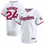 Men's Cleveland Guardians #24 Triston McKenzie White Home Limited Stitched Baseball Jersey