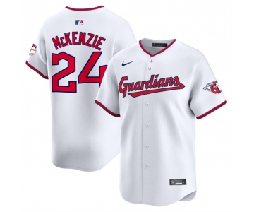 Men's Cleveland Guardians #24 Triston McKenzie White Home Limited Stitched Baseball Jersey