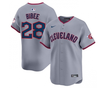 Men's Cleveland Guardians #28 Tanner Bibee Gray 2025 Alternate Limited Stitched Baseball Jersey