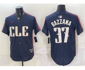 Men's Cleveland Guardians #37 Travis Bazzana Navy 2024 City Connect Limited Stitched Baseball Jersey Men's Cleveland Guardians #37 Travis Bazzana Navy 2024 City Connect Limited Stitched Baseball Jersey