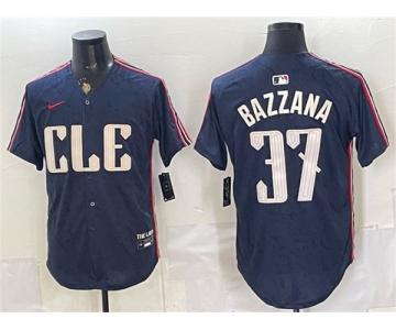 Men's Cleveland Guardians #37 Travis Bazzana Navy 2024 City Connect Limited Stitched Baseball Jersey