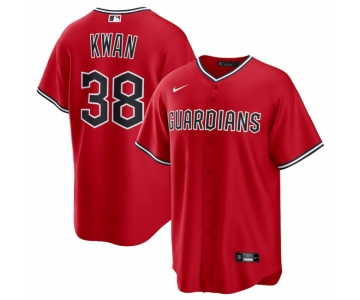 Men's Cleveland Guardians #38 Steven Kwan Red Cool Base Limited Stitched Baseball Jersey