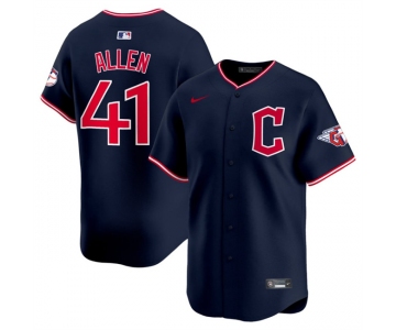 Men's Cleveland Guardians #41 Carlos Santana Navy 2025 Alternate Limited Stitched Baseball Jersey