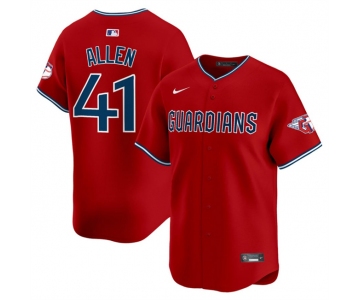 Men's Cleveland Guardians #41 Carlos Santana Red Alternate Limited Stitched Baseball Jersey