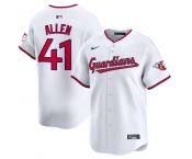 Men's Cleveland Guardians #41 Carlos Santana White Home Limited Stitched Baseball Jersey