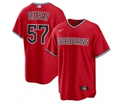 Men's Cleveland Guardians #57 Shane Bieber Red Cool Base Stitched Baseball Jersey